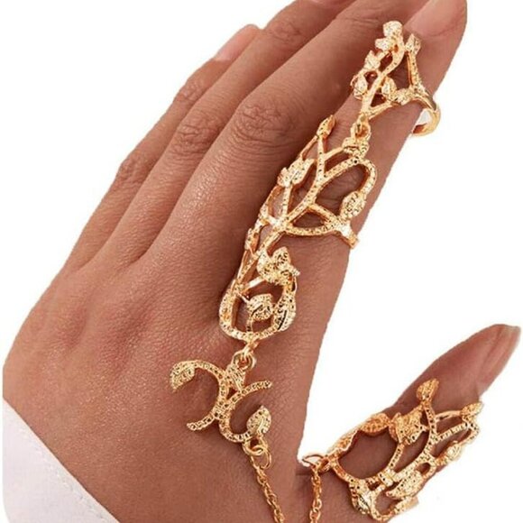Full Hand Finger Rings Jewelry | Full Finger Ring Bracelets Charm Ring Bracelet Hand Chain ...